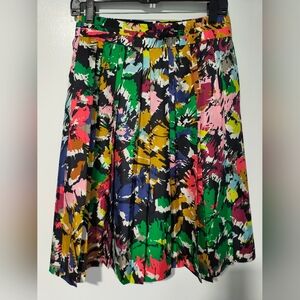 J. Crew Multicolor Abstract Pleated Skirt Sz 2